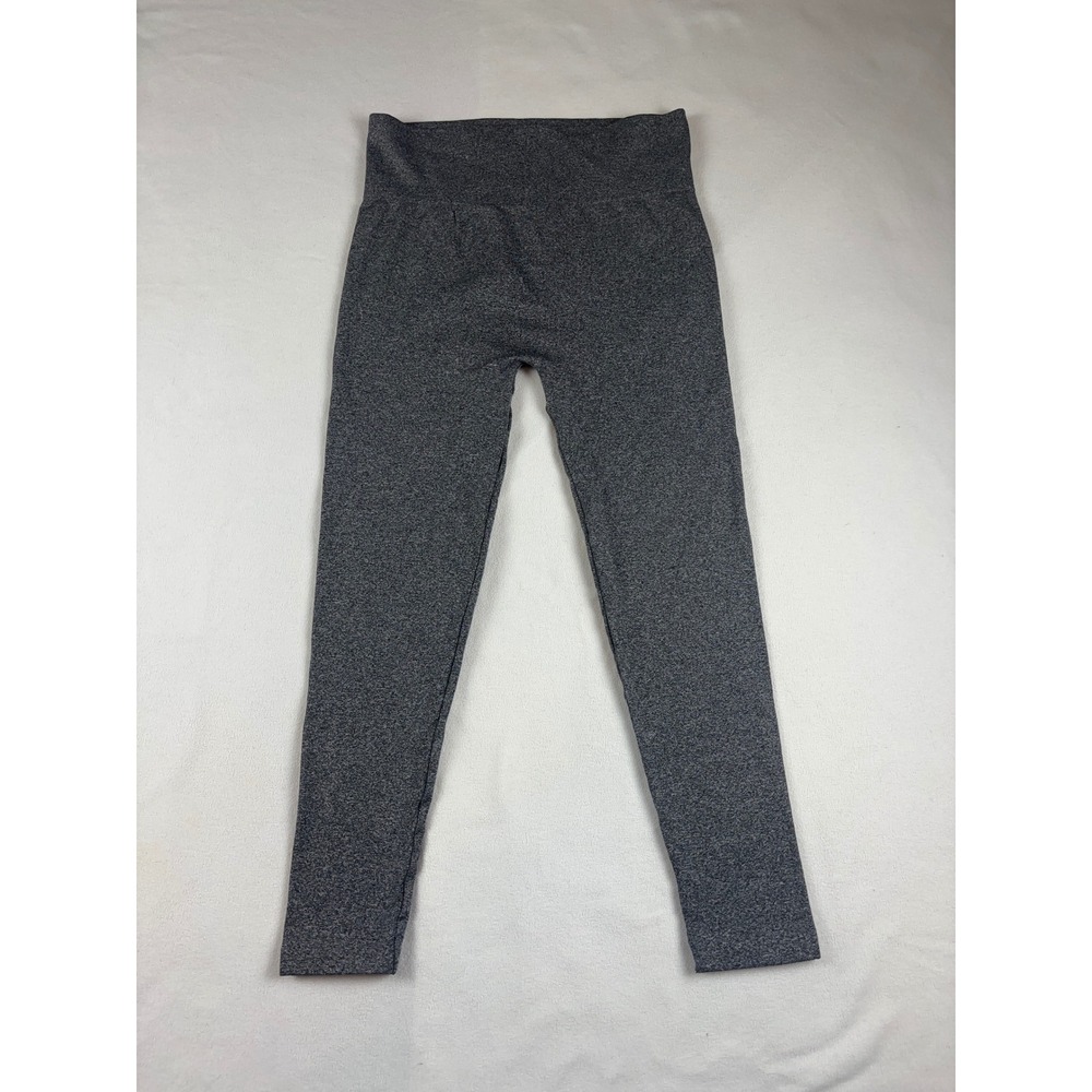 Feathers Womens Plus Size 1X 2X Gray Heathered Seamless High Waist Leggings